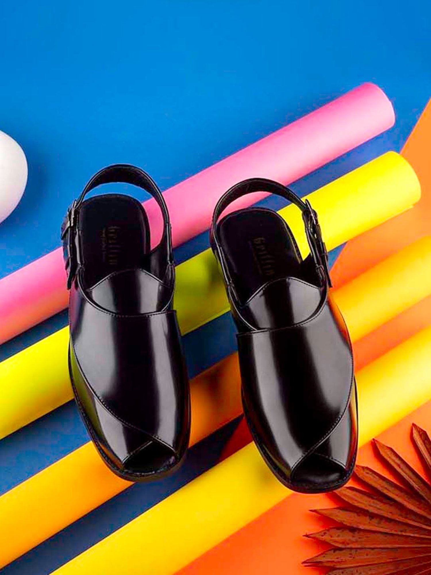 Griffin Men's Black Back Strap Sandals