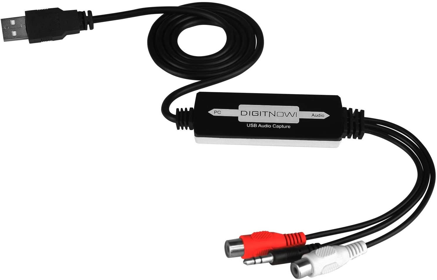 DIGITNOW! USB 2.0 Digital Audio Capture Card for Vinyl Records Audio Grabber for Cassette Tapes to mp3 Converter