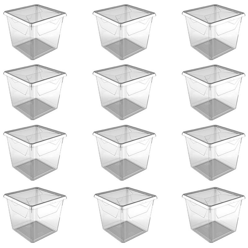 Ezy Storage Karton Large 17 Qt Plastic Storage Container Box with Lid (12 Pack)
