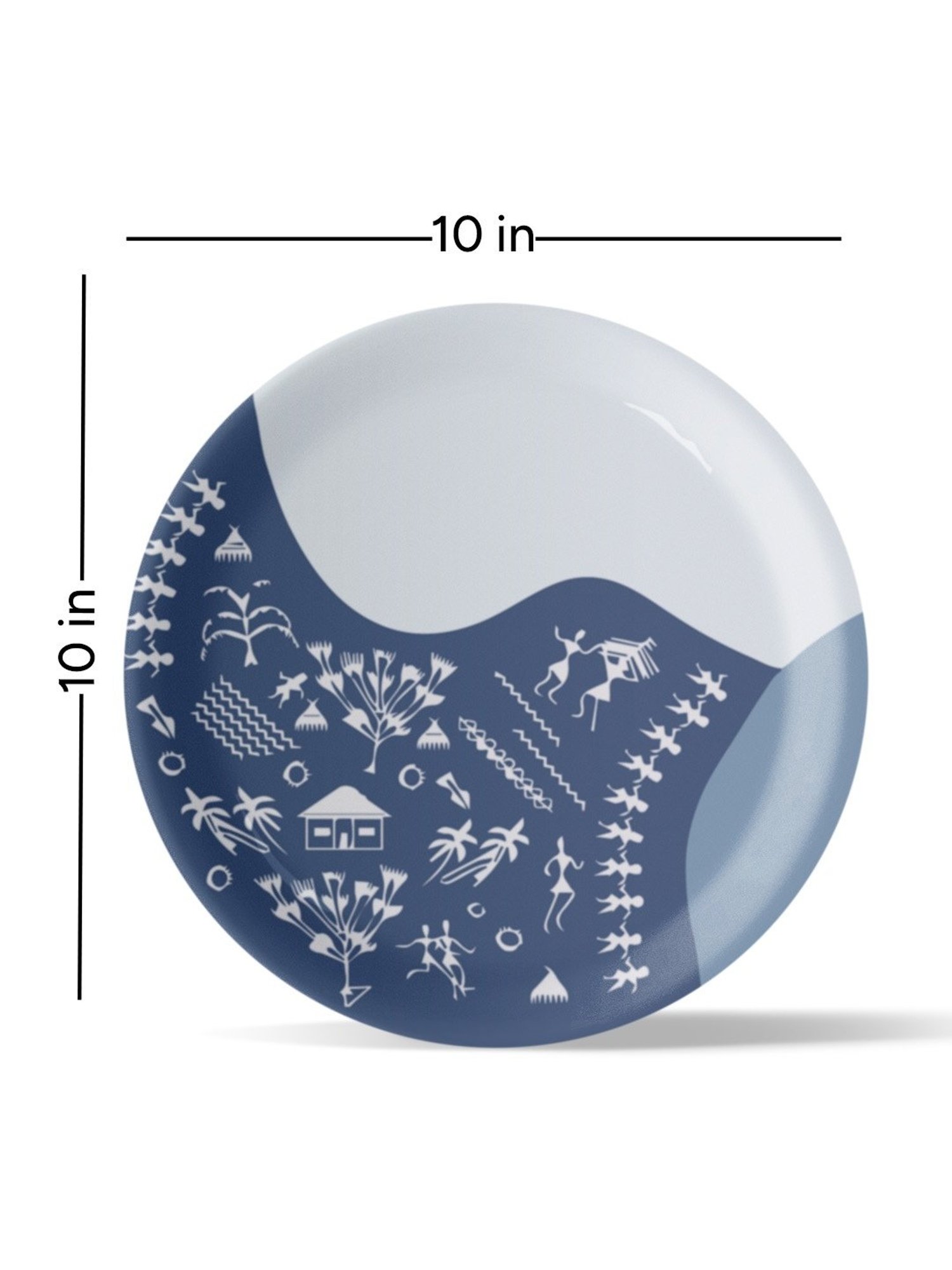 Nestroots Modern Warli Floral Multicolor Porcelain Wall Plate