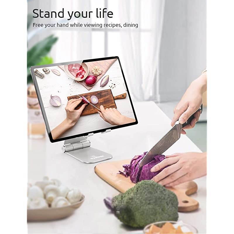 Cell Phone Stand, 2 Hinge Adjustable, Foldable Phone Stand Holder Cradle Dock for Desk, Home, Office, Travel. Compatible with Smartphone Android, iPhone 11 Xs XR 8 7 Plus, Tablet iPad (Black)