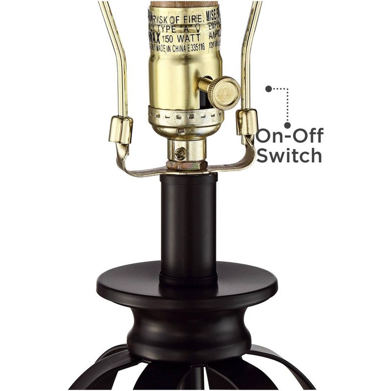 Regency Hill Modern Table Lamps Set of 2 Open Profile Bronze Fabric Drum Shade for Living Room Bedroom Bedside Nightstand Office