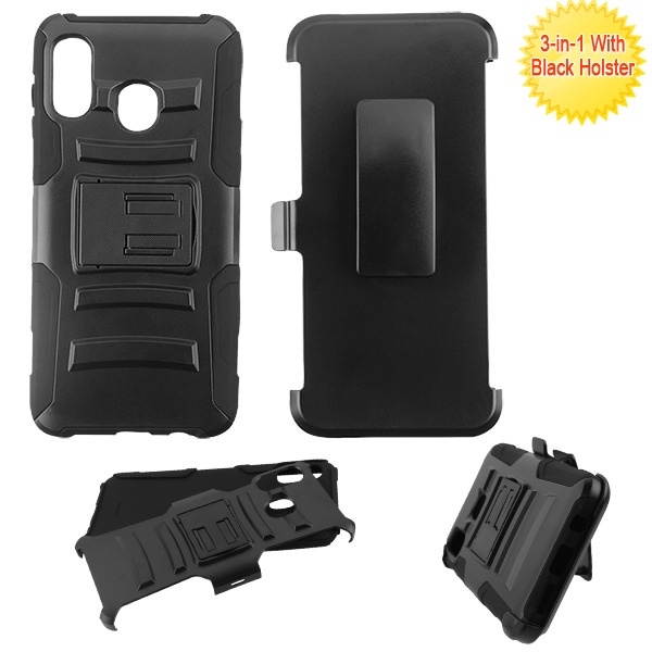 ASMYNA Black/Black Advanced Armor Stand Protector Cover Combo (with Black Holster)(with Package)