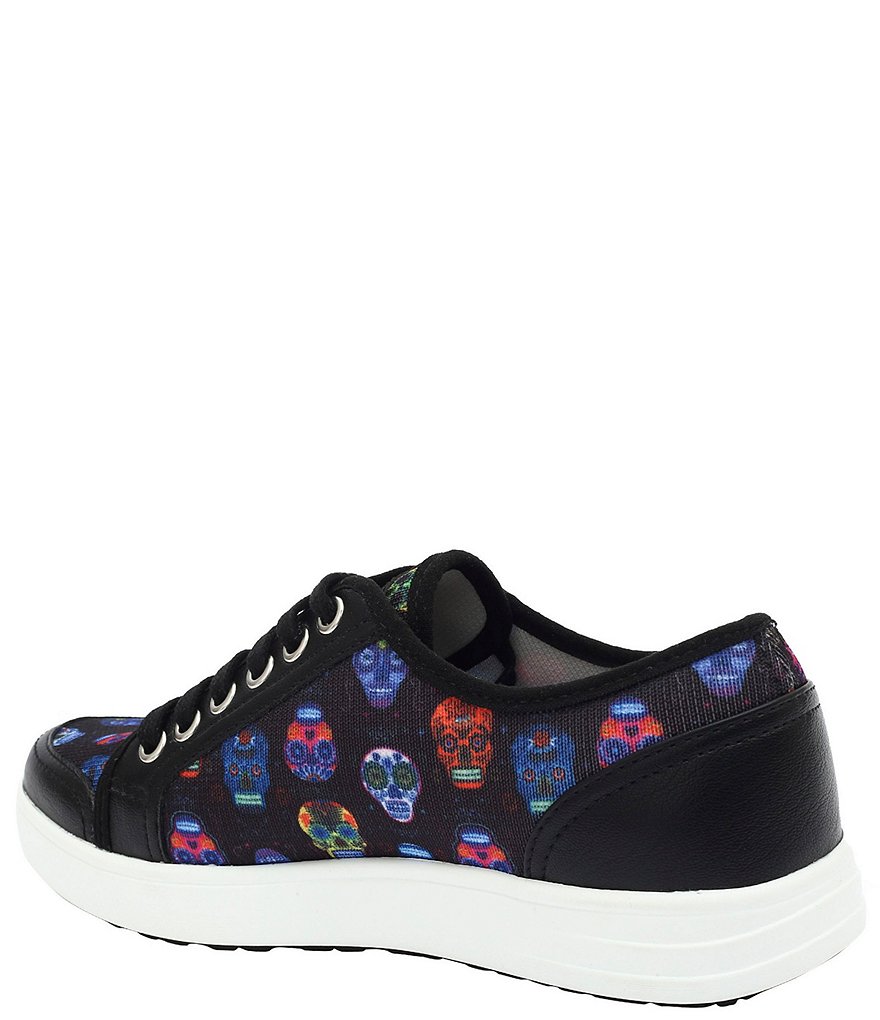 Traq by Alegria Sneaq Sugar Skulls Print Dream Fit Knit Pedometer Sneakers