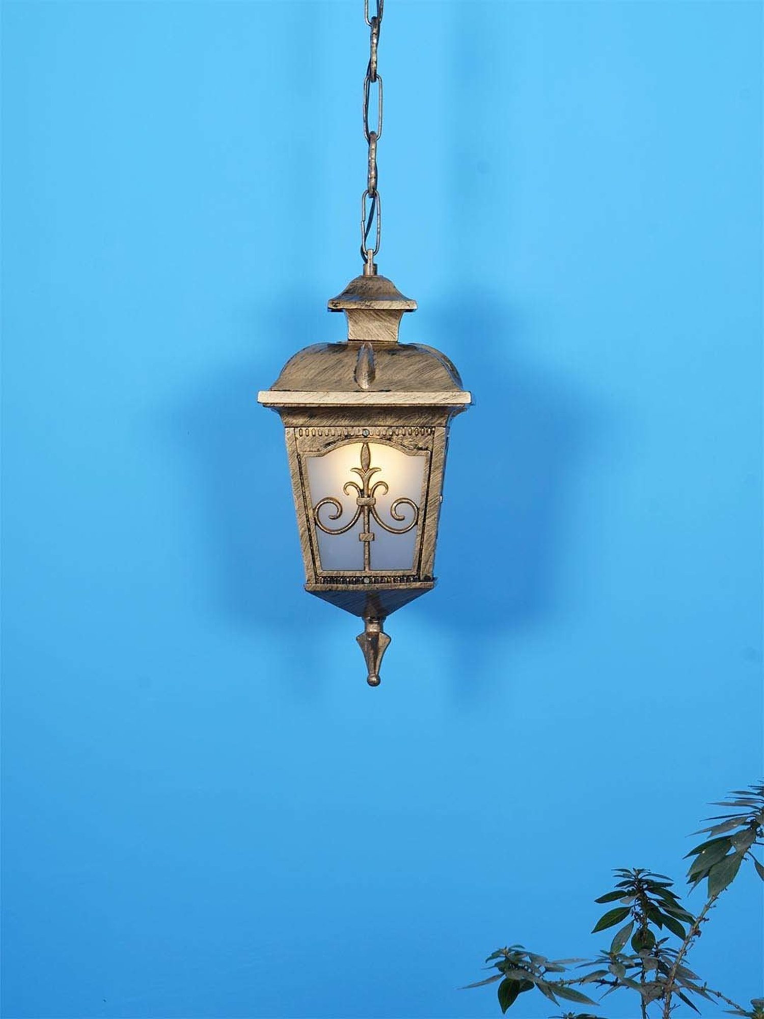 Fos Lighting 'Londonderry' Antique Gold Aluminium Outdoor Hanging Pendant Light - Set of 1