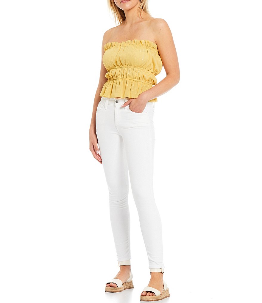 WAYF Deya Smocked Strapless Top