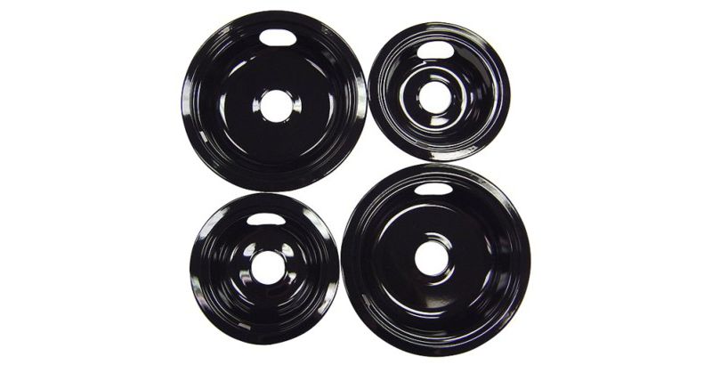 Range Kleen 4pc Porcelain Drip Pan Set Black