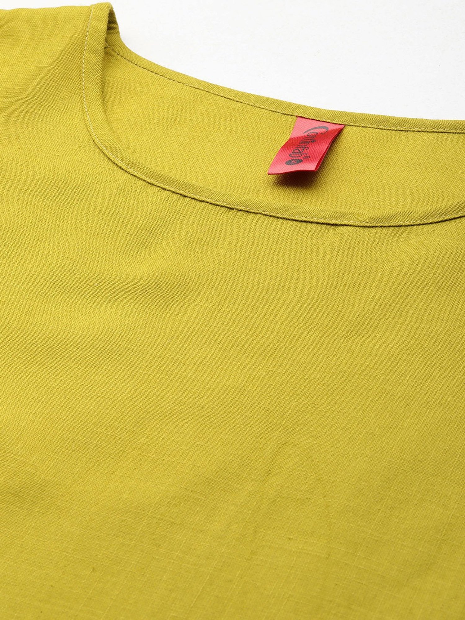 Cottinfab Lime Green Regular Fit Kaftan Top