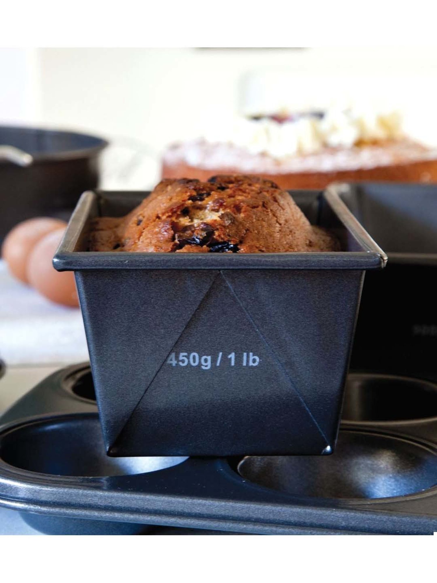 MasterClass Grey Carbon Steel Non-Stick Box Sided Loaf Pan