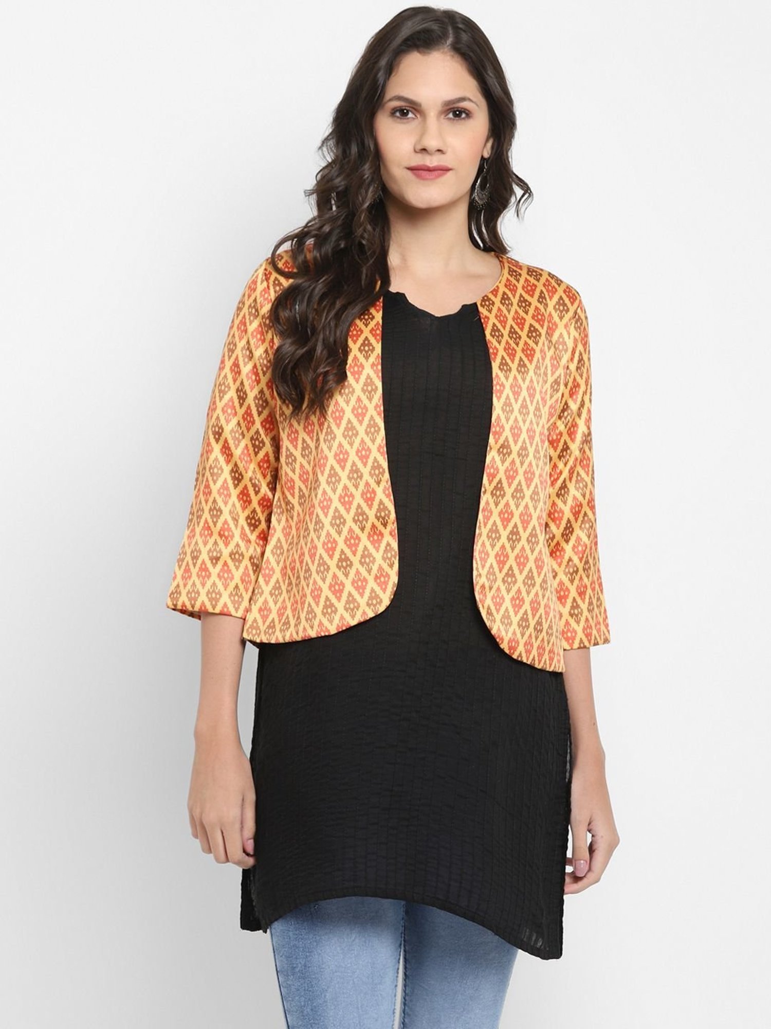 Hangup Yellow Printed Shrug