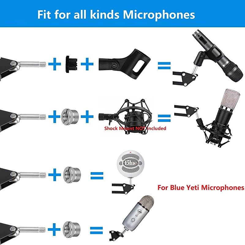 Wall Mount Suspension Mic Stand Clip for Blue Yeti SnowballRadio Broadcasting VoiceOver Sound StagesTV StationsYoutube