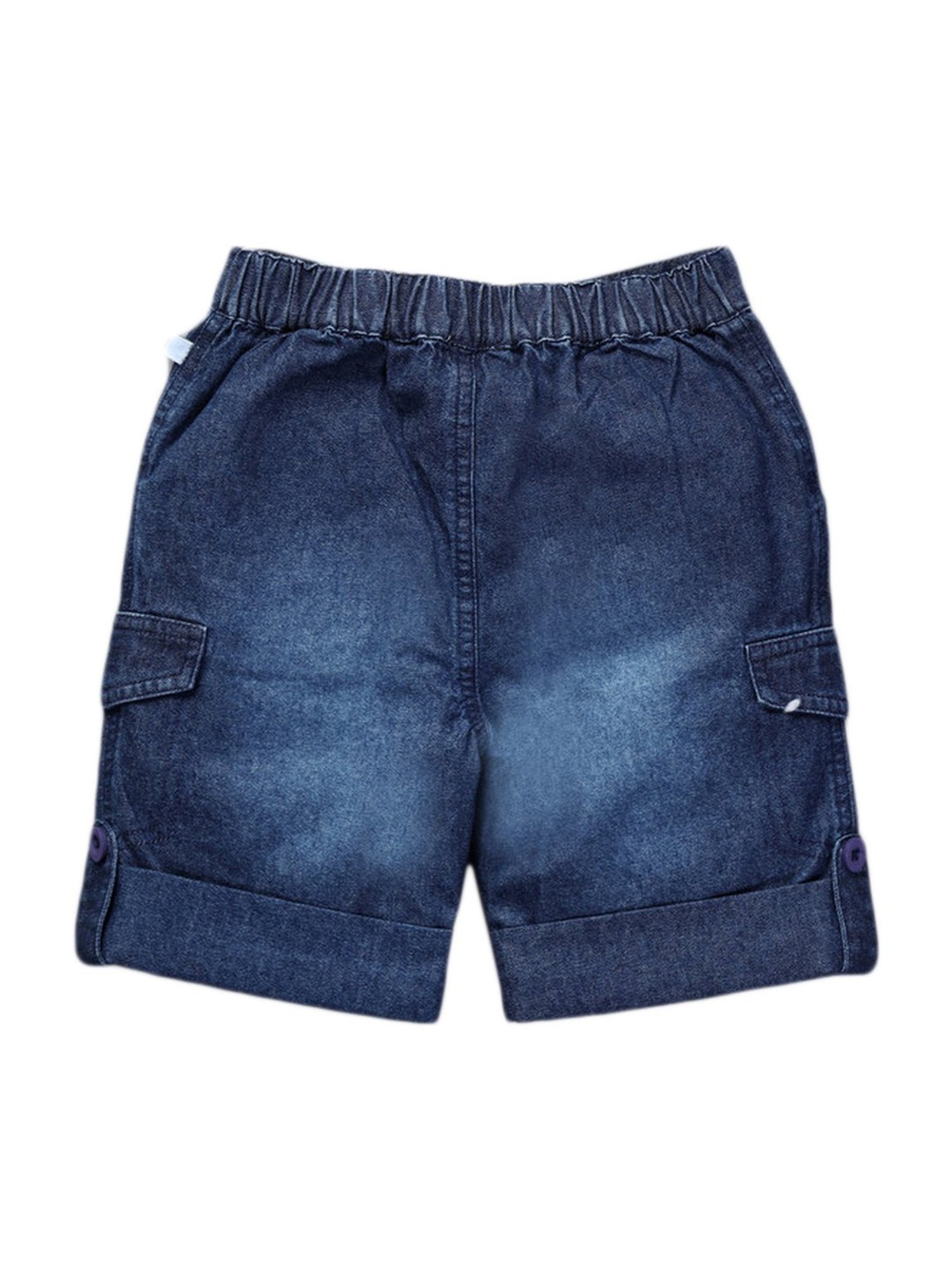 Pranava Kids Dark Blue Cotton Patch Work Shorts