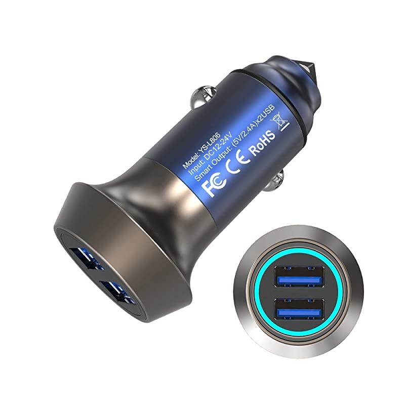 USB Car Charger 24W48A Metal Dual Fast Car Charger Adapter Compatible with iPhone 1111 ProMaxXsMaxXrX8765iPad ProAirMiniGalaxy Note S10S9S9+S8S7LGPixel and More