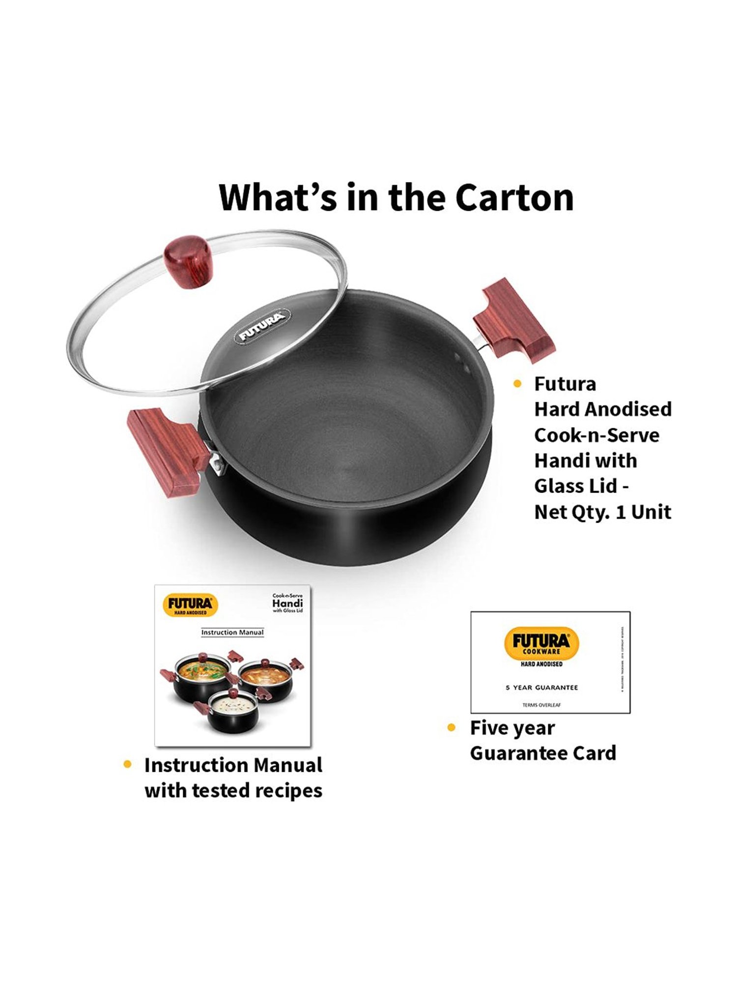 Wonderchef Ebony Hard Anodized Non-stick Biryani Handi with Lid