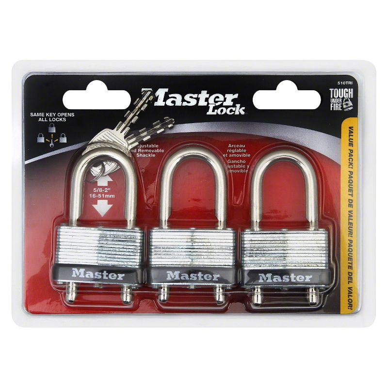 Master Lock 3pk Warded Key Padlock