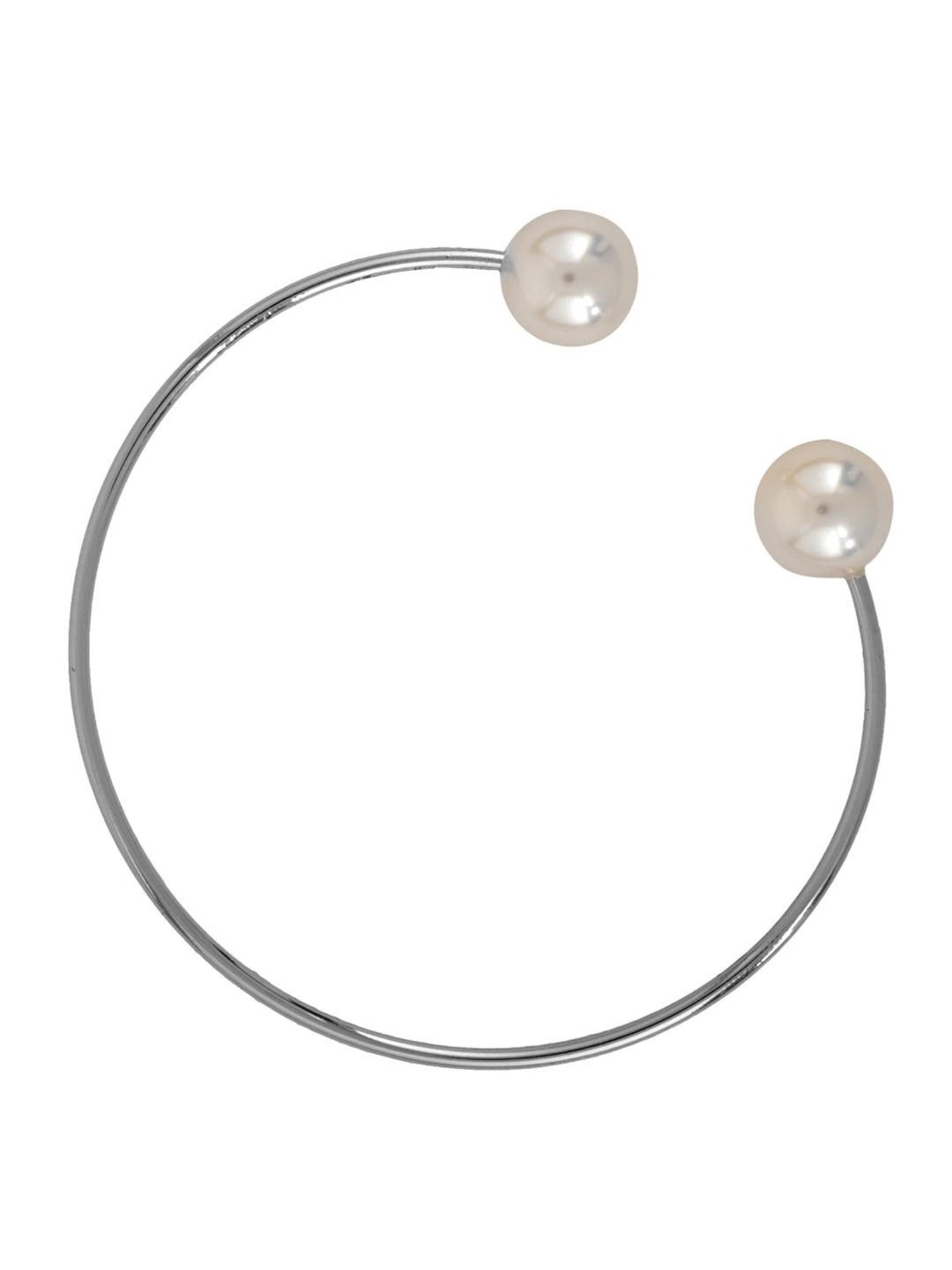 Joker & Witch Silver Romance Twin Pearl Flexible fit Bracelet