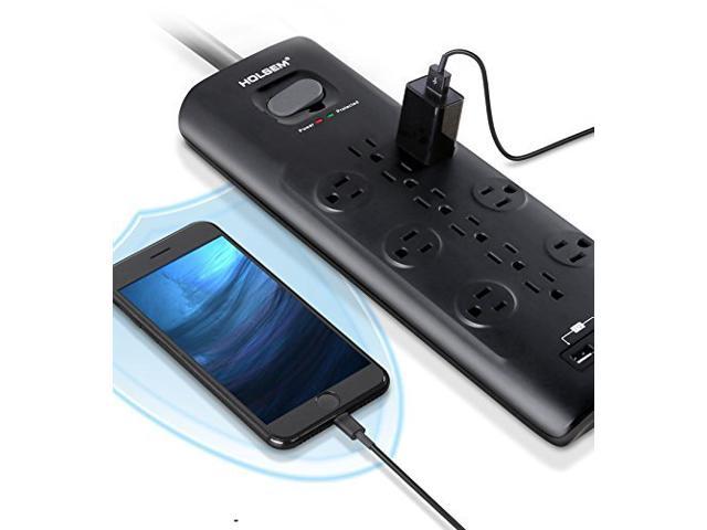 High Performance Surge Protector Power Strip, Multi-Function 12 Outlets Surge Protector Power Strip with 3 USB Charging Ports (5V/3.1A) and 6 feet Heavy Duty Extension Cord, ONE FOR ALL