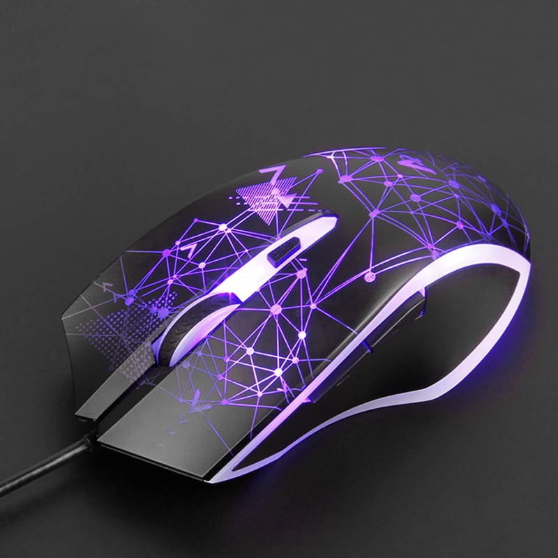 Ajazz AJ119  Ergonomic Design, Cool Exterior 4-color Backlit 3200DPI 6 Programmable Buttons, USB Wired  Gaming Mouse-Black