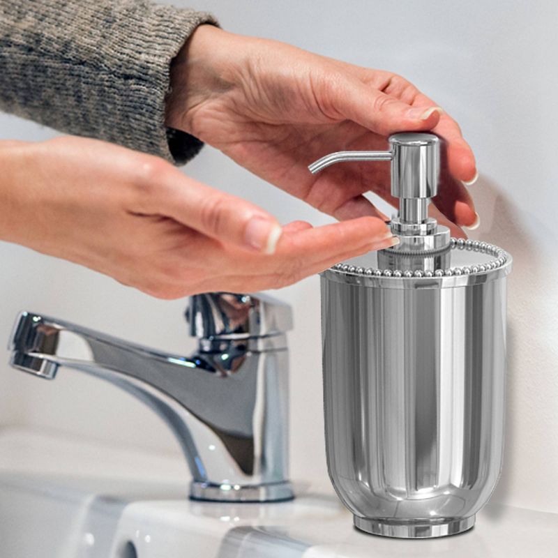 4pc Chic Metal Bath Accessory Set for Vanity Counter Tops Silver - Nu Steel