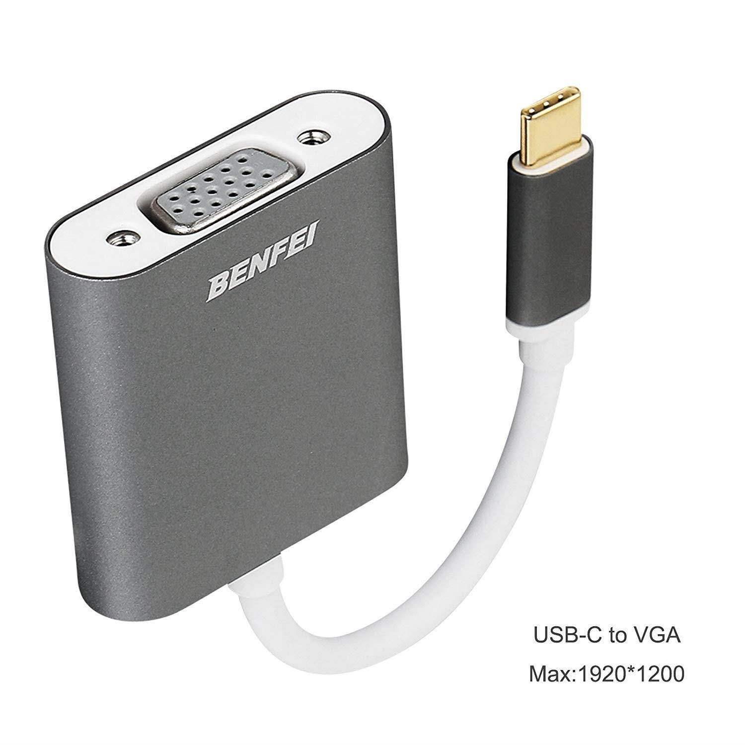 USB-C to VGA Adapter, Benfei Thunderbolt 3 (USB Type C) to VGA Adapter Male to Female Converter for Apple New MacBook [2017,2016]