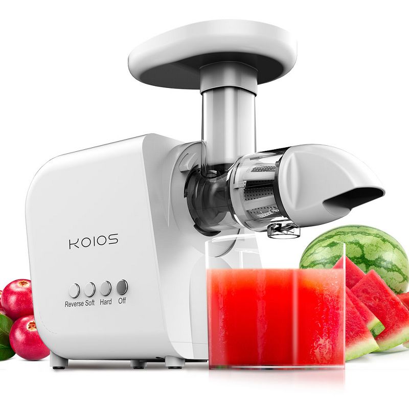KOIOS B5100 Masticating Vegetable & Fruit Juicer Machine Kitchen Appliance with Slow Squeeze Technology and Reversible Motor, White