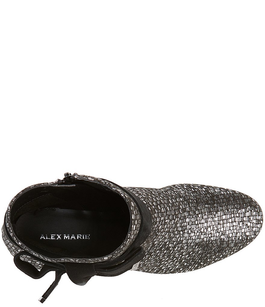 Alex Marie Mayleen Metallic Ankle Bow Block Heel Booties