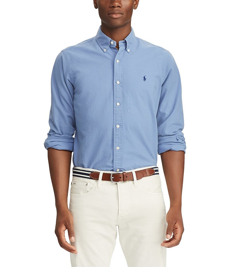 Polo Ralph Lauren Big & Tall Solid Garment-Dye Oxford Long-Sleeve Woven Shirt