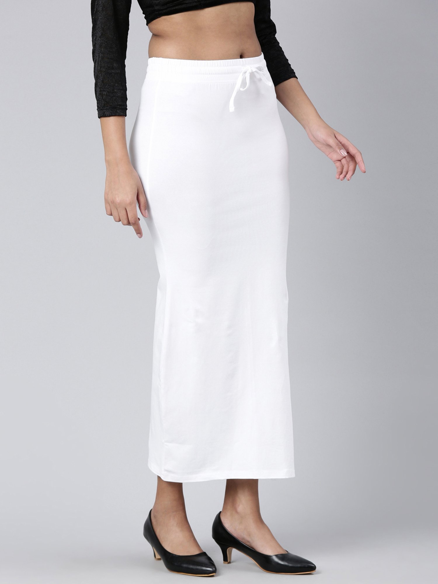 JCSS White Cotton Saree Shapewear