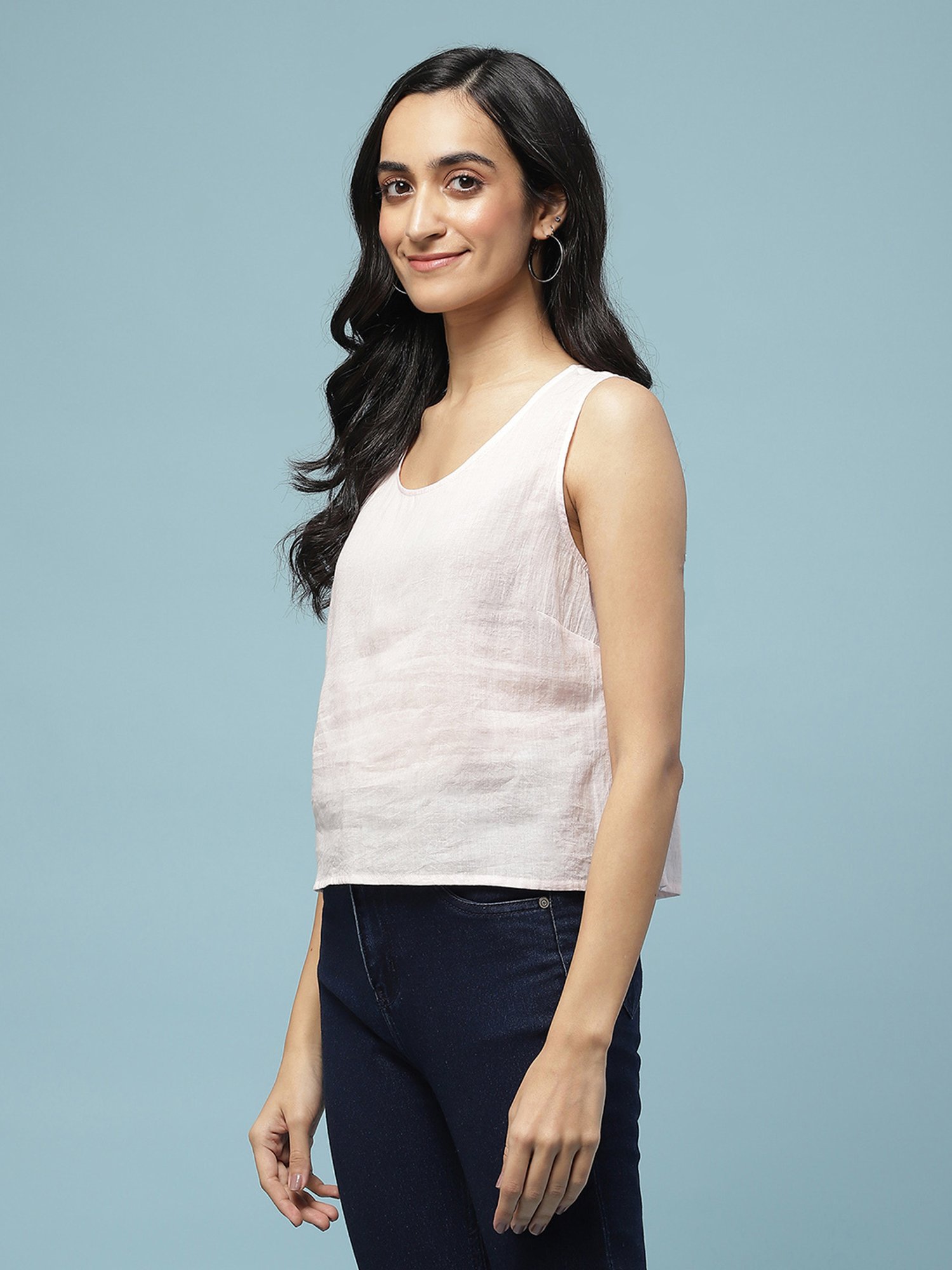 aarke Ritu Kumar Light Pink Embroidered Top With Camisole
