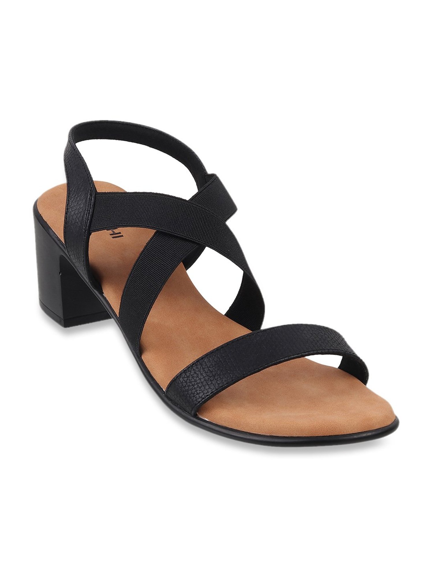 Mochi Women's Black Sling Back Sandals