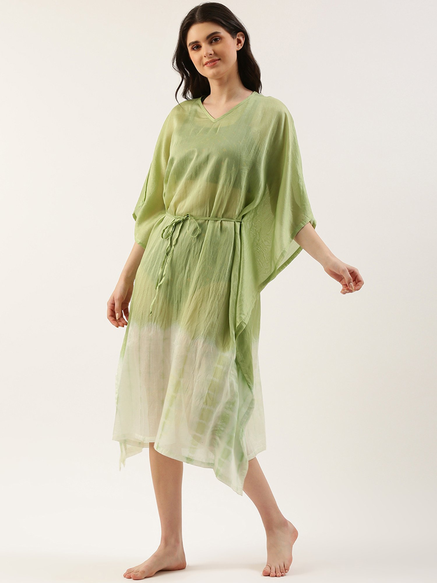 Clt.s Green Polyester Tie - Dye Cover Up