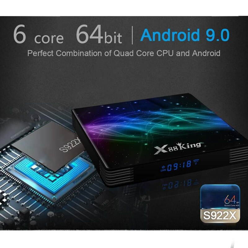 Lejiahong X88 King S922X 4GB DDR4 RAM 128GB ROM 1000M LAN 5G WIFI Bluetooth 5.0 Android 9.0 4K VP9 H.265 TV Box(EU Plug)
