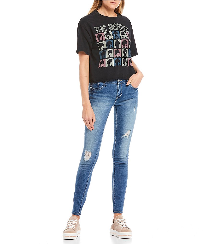 YMI Jeanswear High Rise Triple Button Stacked Skinny Jeans