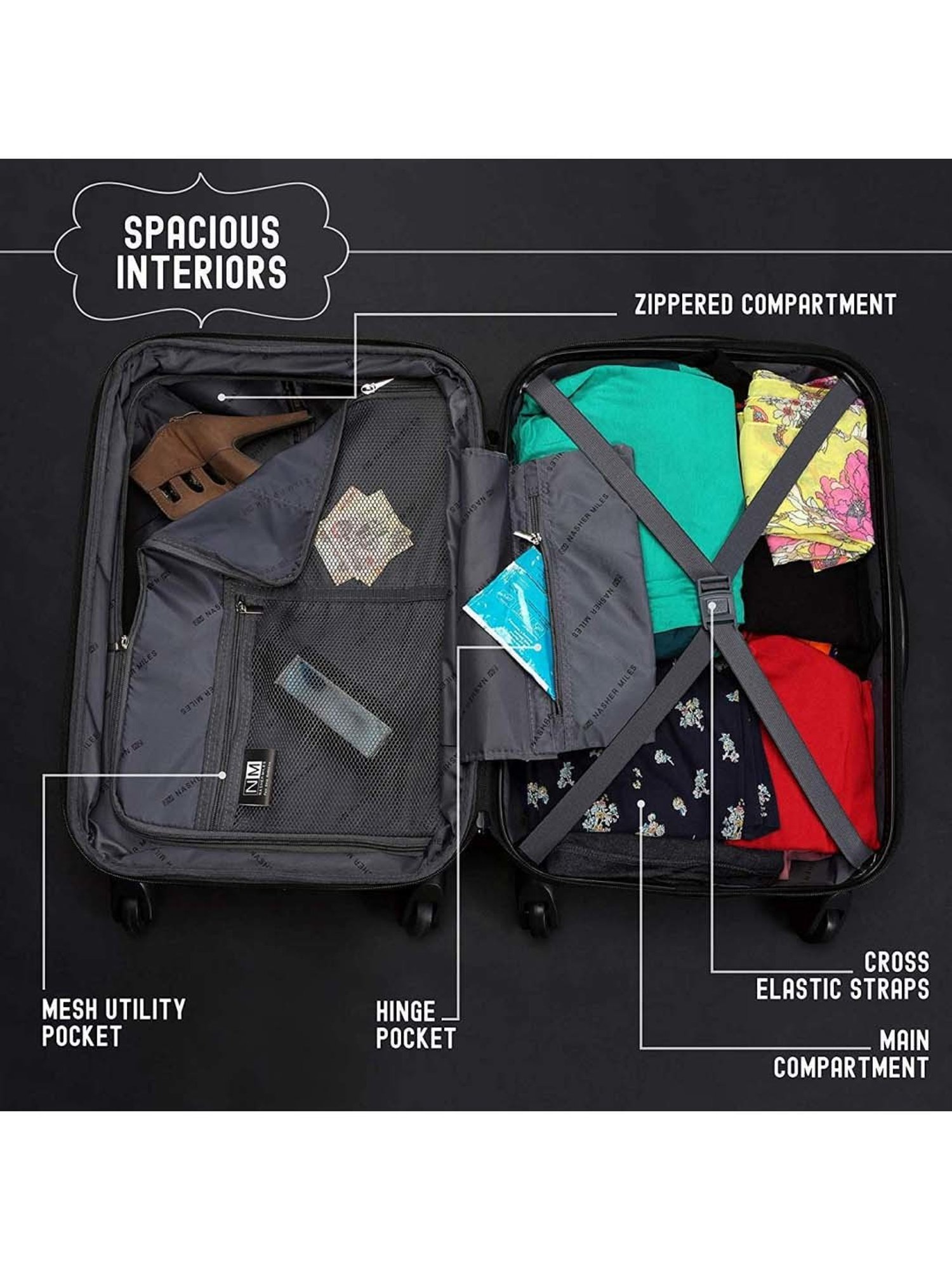 Perquisite Y2K Luxe Range Black Hard 20" Cabin Luggage