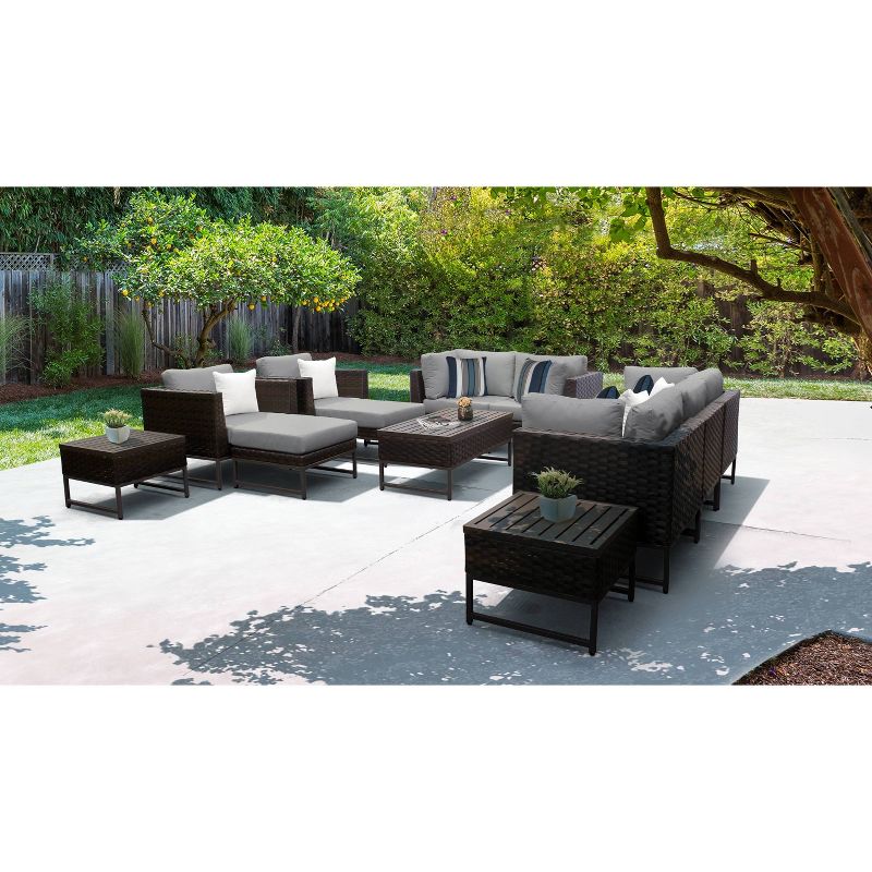 Barcelona 12pc Patio Sectional Seating Set with Cushions - Gray - TK Classics