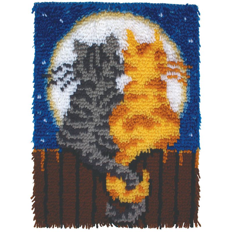 Wonderart Latch Hook Kit 15"X20"-Moonlight Meow