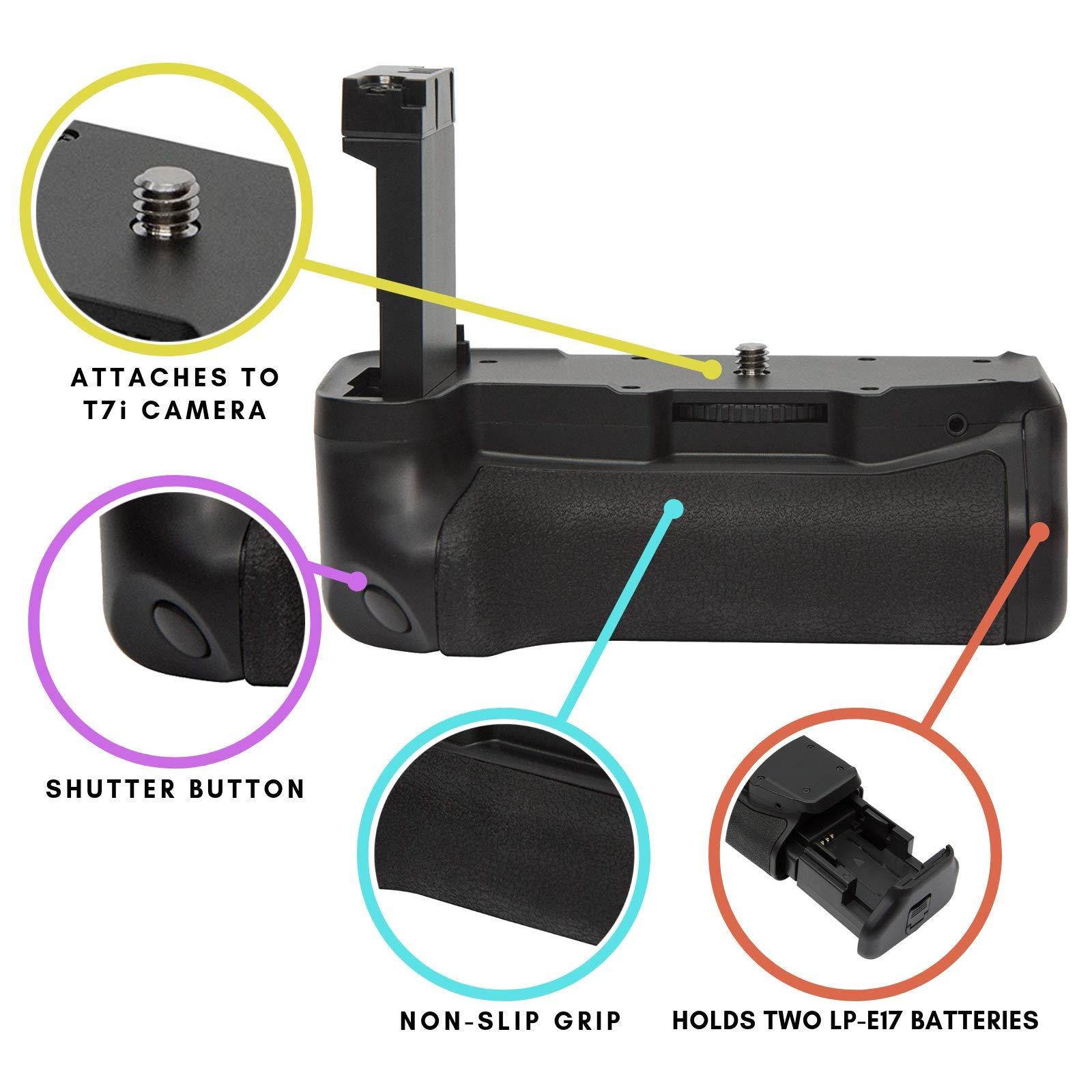 Ultrapro Battery Grip Bundle For Canon Rebel T7i, EOS 77D, 800D: Includes Replacement Grip, 2-Pk LP-E17 Long-Life Batteries, Charger, UltraPro Accessory Bundle