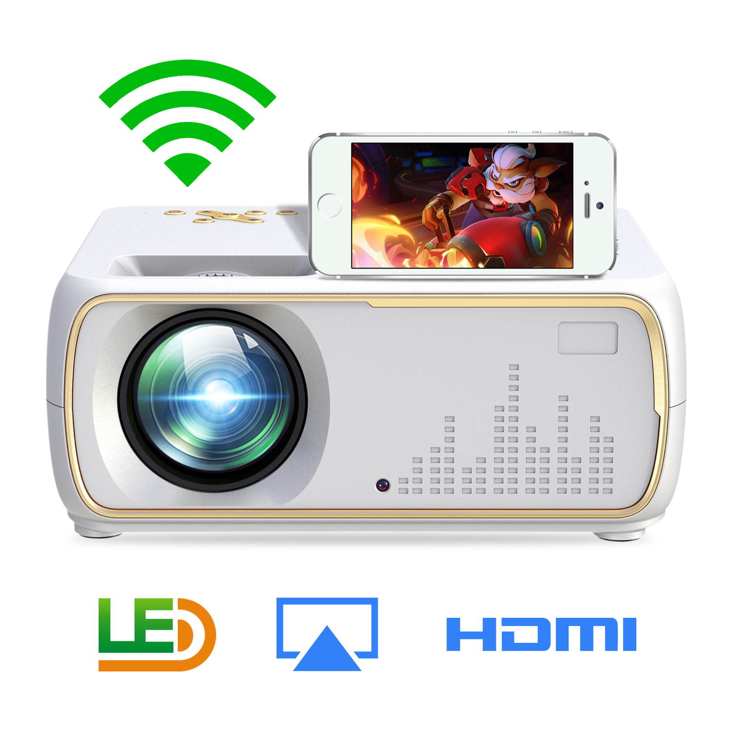 Projector  800*480 Zoom Function 100" Home Theater Projector, 100lumens,10000:1 Contrast Ratio Compatible w/ TV Stick, HDMI, Laptop, PPT Presentation