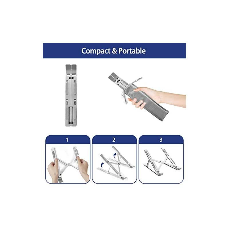 Laptop Stand,Adjustable Portable Laptop Holder for Desk, Aluminum Laptop Riser with 6 Levels Height Adjustment,10-15.6&rdquo; Laptops - Silver