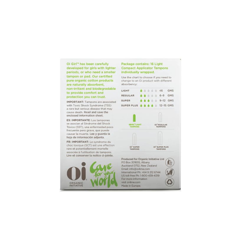 Organic Initiative Oi Girl Combo Day & Night Pads Panty Liners and Tampons - 4pk