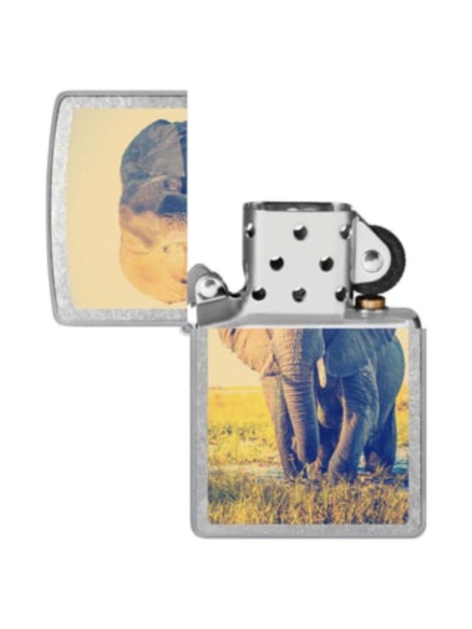 Zippo Elephant Graphic Silver Brass Windproof Pocket Lighter