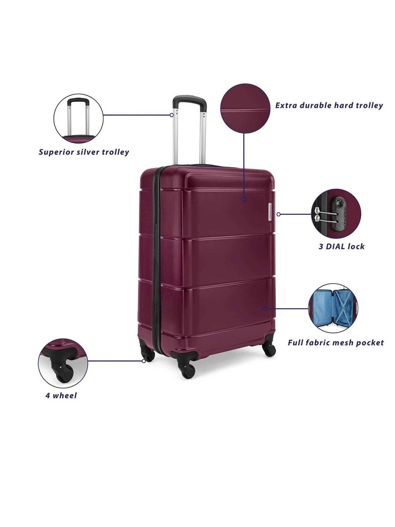 Aristocrat Sleek Maroon Textured Hard Cabin Trolley Bag - 23 cm