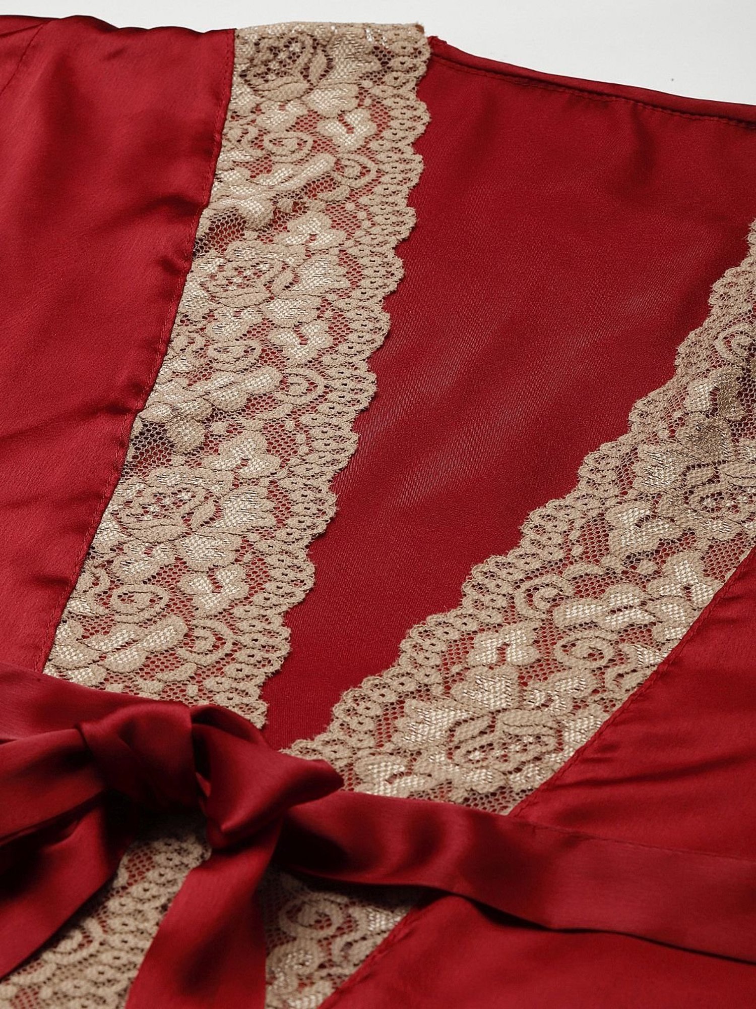 Ms.Lingies Maroon Lace Work Robe