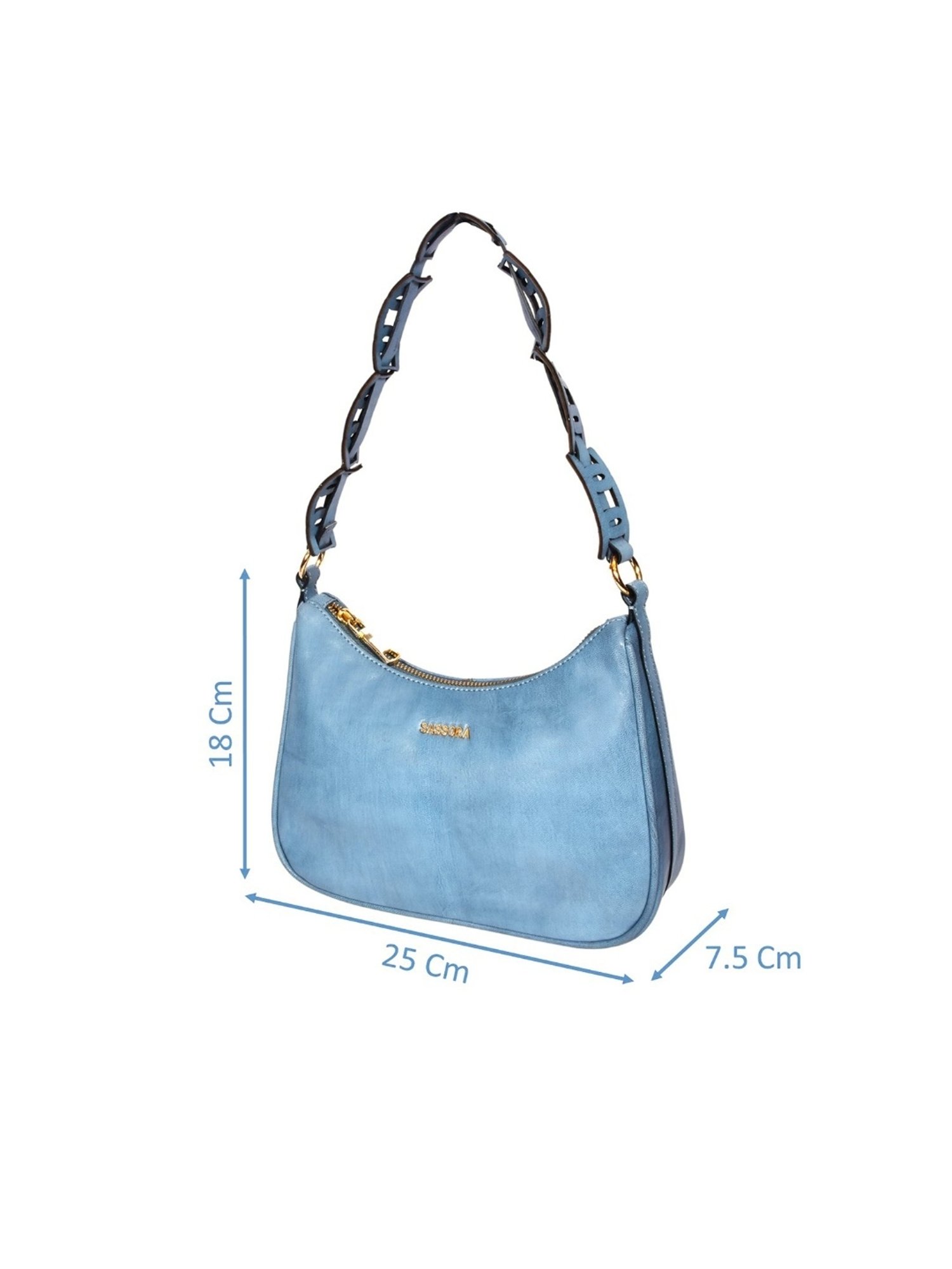 SASSORA ALOHI Blue Leather Small Handbag