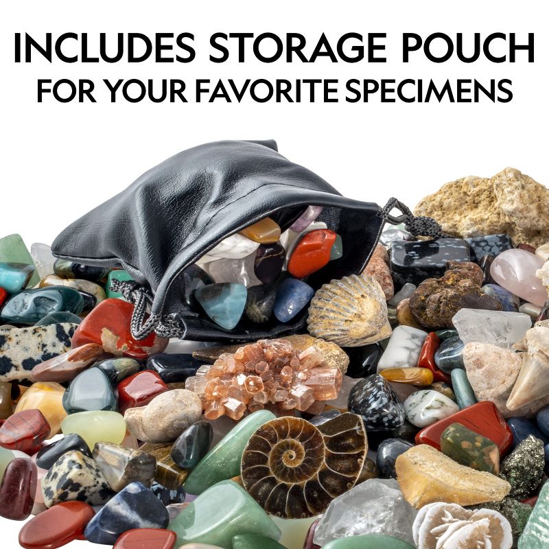 NATIONAL GEOGRAPHIC Rocks & Fossils Kit, 200+ Piece Set with Many Crystals, Gemstones, Geodes, Real Fossils, Rose Quartz, Jasper, Aventurine & More
