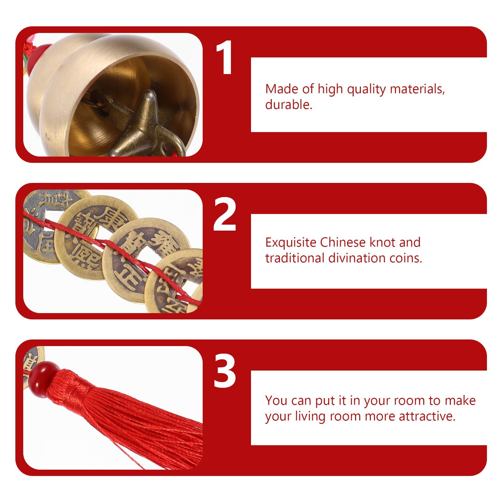 1pc Gourd Delicate  Feng Shui Ancient Decor  Hanging  Layout  Pendant for Room  Car