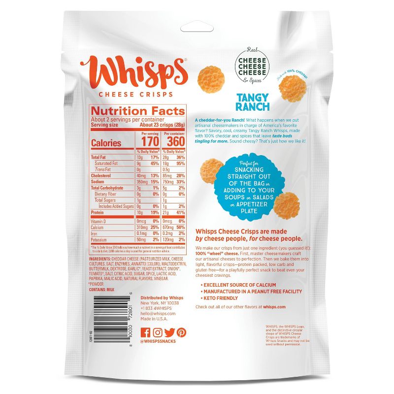Whisps Tangy Ranch Cheese Crisps - 2.12oz