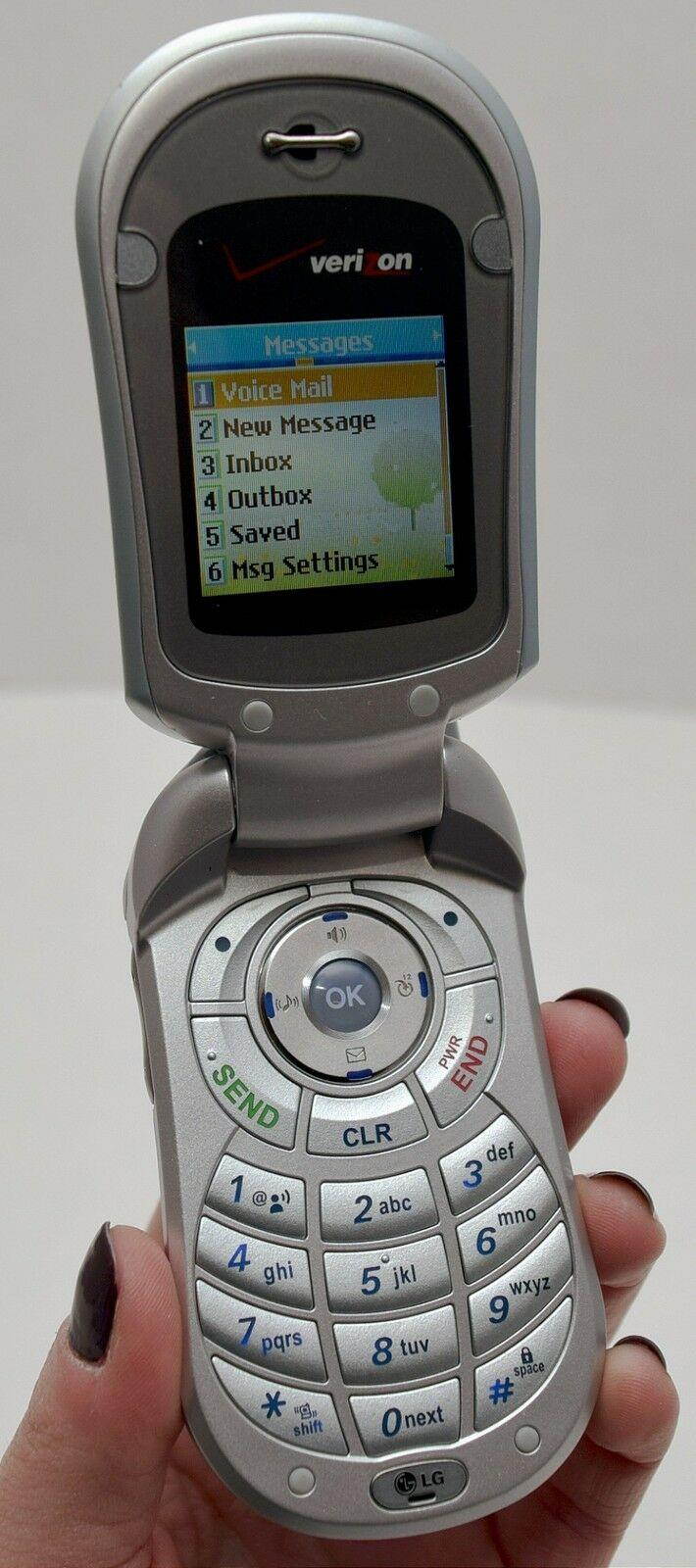 LG VX3450 Verizon Silver Flip Cell Phone Speakerphone Alarm Tip Calculator 2G