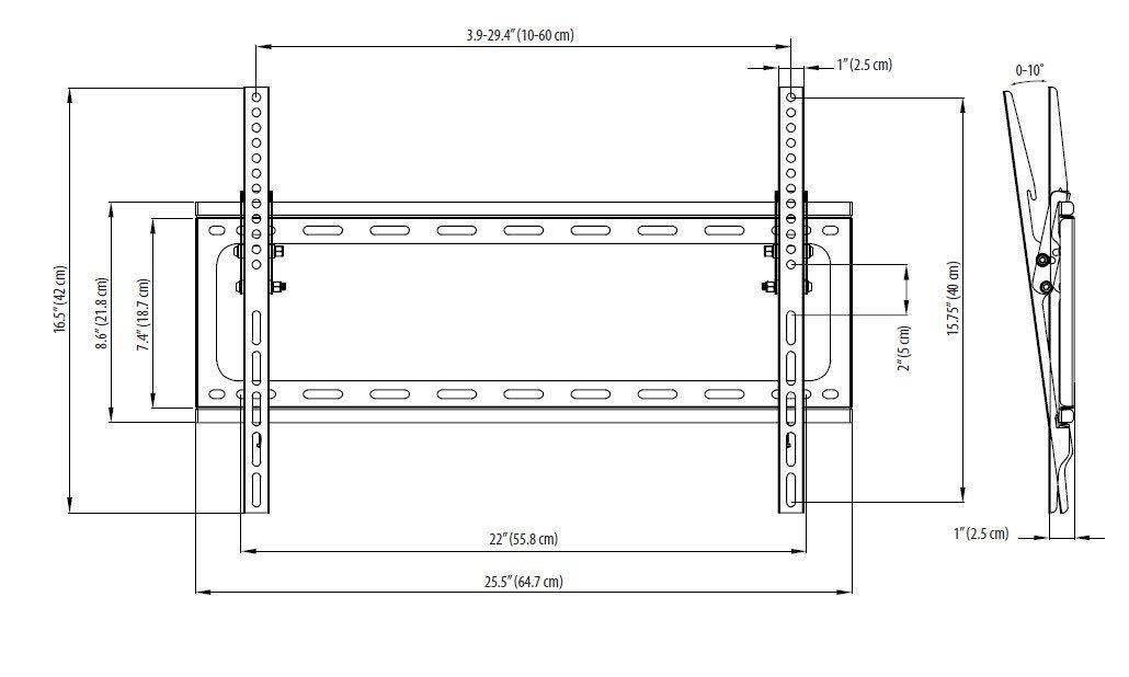 Super Slim 1" Tilt Wall Mount for Samsung LG 48", 49", 50", 55", 60" LED TV
