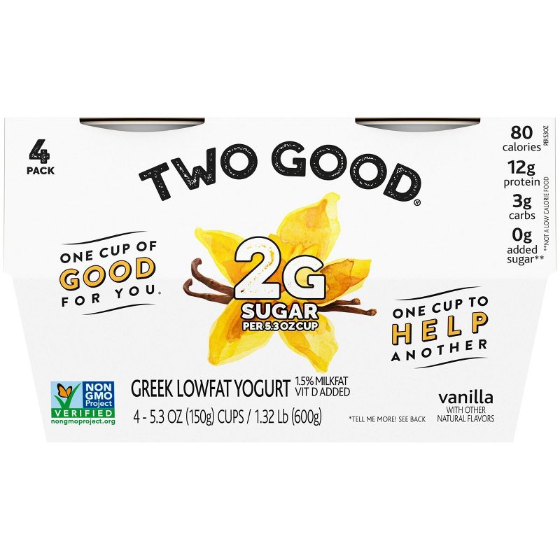 Dannon Two Good Vanilla Greek Yogurt - 4pk/21.2oz